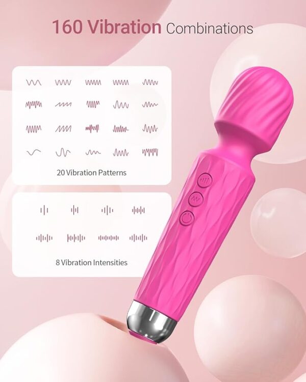 Vibromasseur Baguette Puissant pour Femme – 8 Vitesses & 20 Modes, Étanche, Stimulateur Clitoridien & Masseur Intime