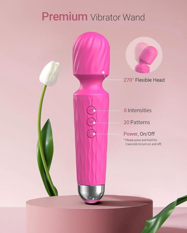 Vibromasseur Baguette Puissant pour Femme – 8 Vitesses & 20 Modes, Étanche, Stimulateur Clitoridien & Masseur Intime