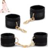 Kit Bondage Douceur – Menottes Poignets & Chevilles Réglables en Satin Noir