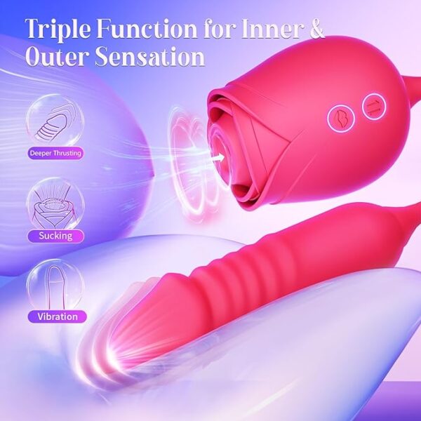 Stimulateur G-Spot & Clitoridien Rose – Vibromasseur Double Tête avec 10 Modes de Succion & Va-et-Vient, Sextoy pour Femme MOOLIGIRL
